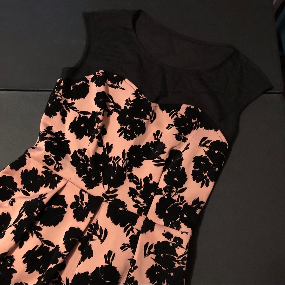 Blush/Nude Black Floral Dress